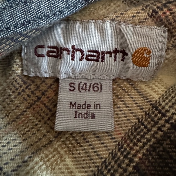 Women’s Carhartt Relaxed Fit Hooded Plaid Flannel Shirt | Small (4/6) - Picture 2 of 7